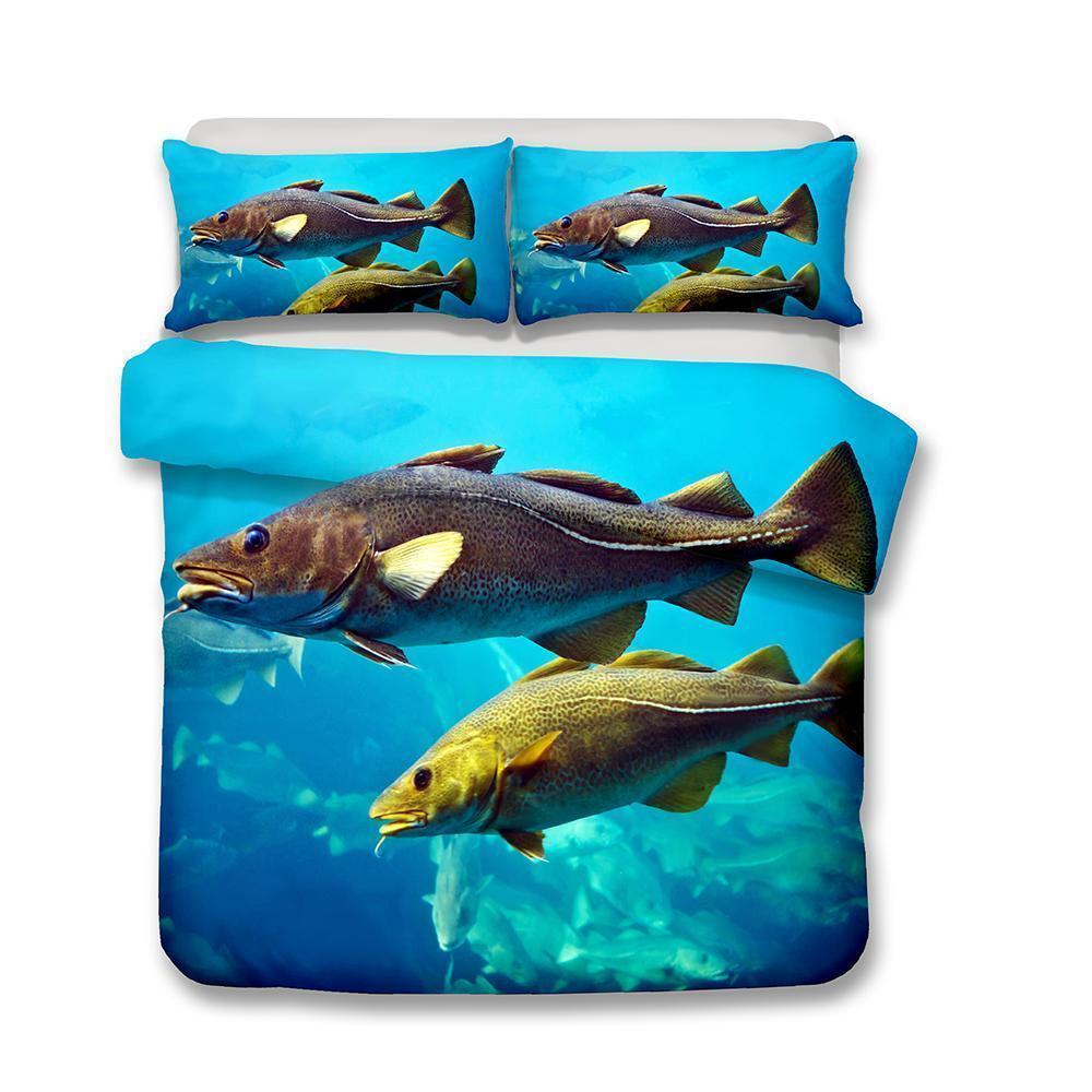 3D Design Fish Pattern Queen Coverl Underwater World Kingize 3D Customized Duvet Cover Bedding Set