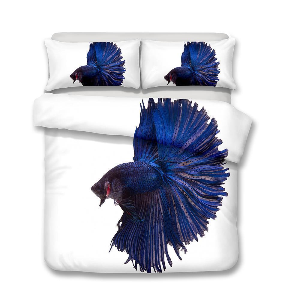 3D Design Fish Pattern Queen Kingize Coverl Underwater World Fish3D Customized Duvet Cover Bedding Set