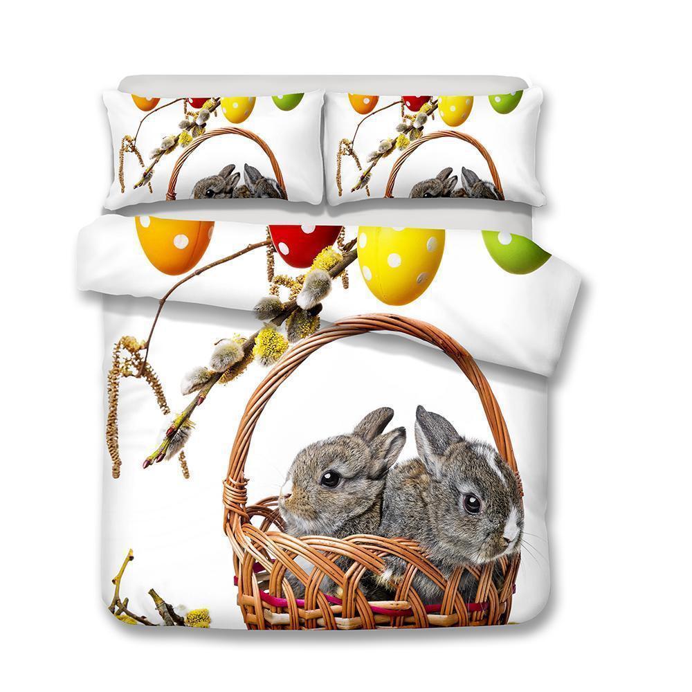 3D Design Rabbits Pattern Queen Kingize Coverl Rabbit Animals 3D Customized Duvet Cover Bedding Set