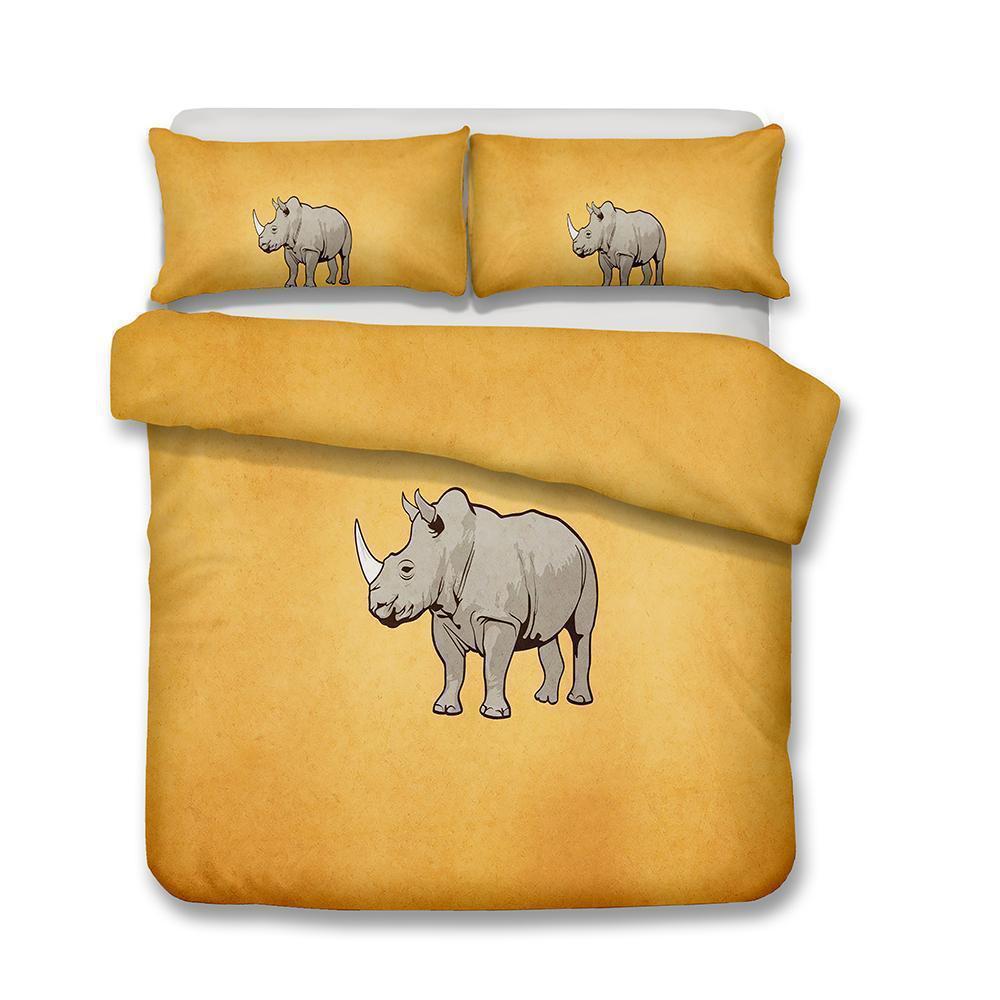 3D Design Rhinoceros Pattern Queen Kingize Coverl Rhinoceros Animals 3D Customized Duvet Cover Bedding Set