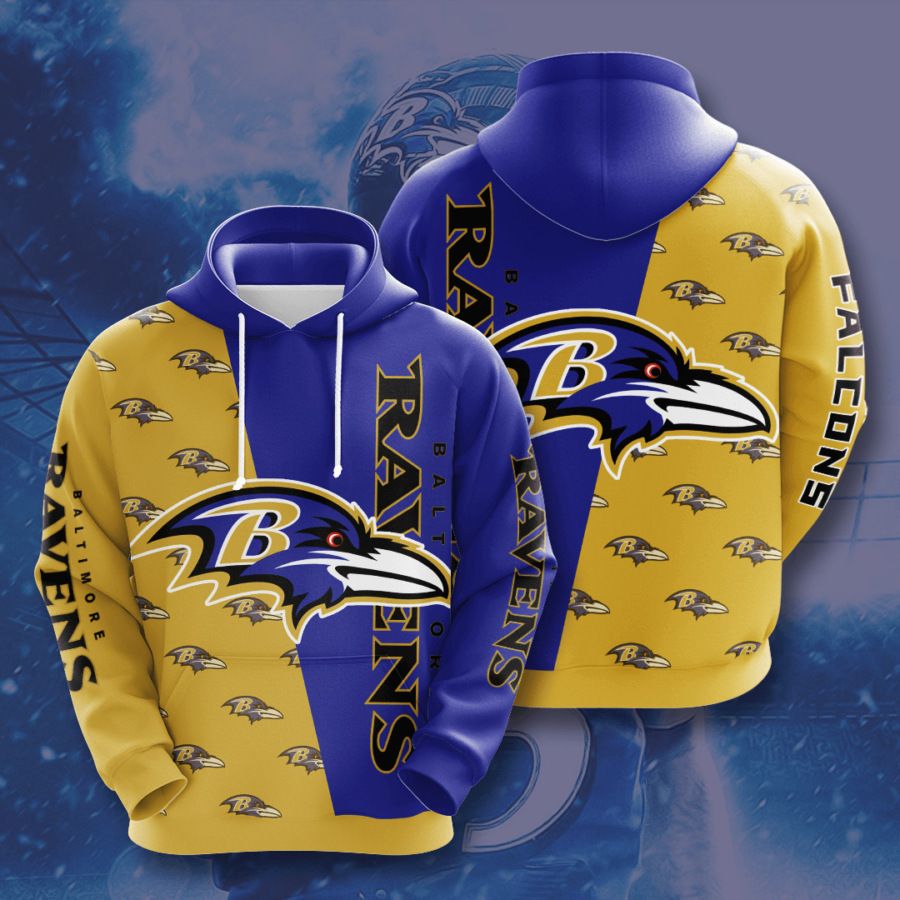 3D DIGITAL PRINT SPORTS PULLOVER HOODIES BALTIMORE RAVENS