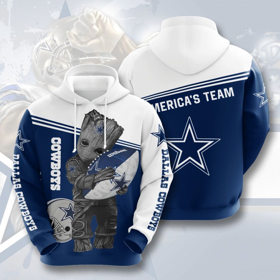 3D DIGITAL PRINT SPORTS PULLOVER HOODIES GROOT DALLAS COWBOYS