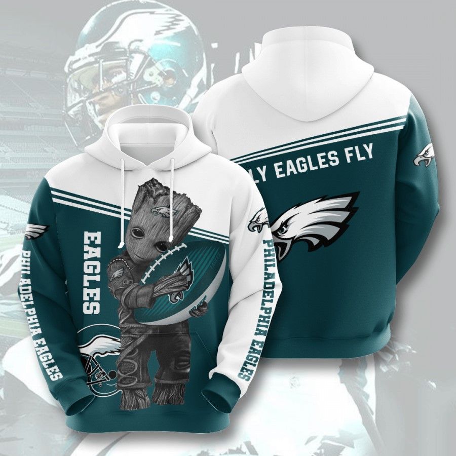 3D DIGITAL PRINT SPORTS PULLOVER HOODIES GROOT PHILADELPHIA EAGLES