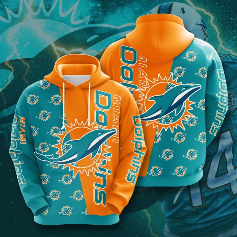 3D DIGITAL PRINT SPORTS PULLOVER HOODIES MIAMI DOLPHINS