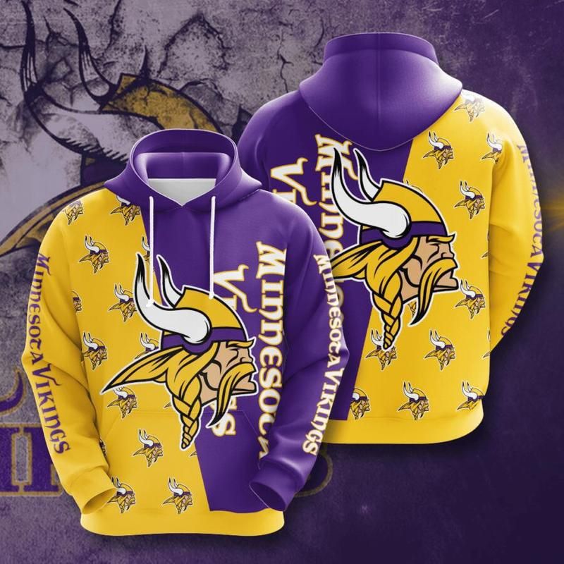 3D DIGITAL PRINT SPORTS PULLOVER HOODIES MINNESOTA VIKINGS