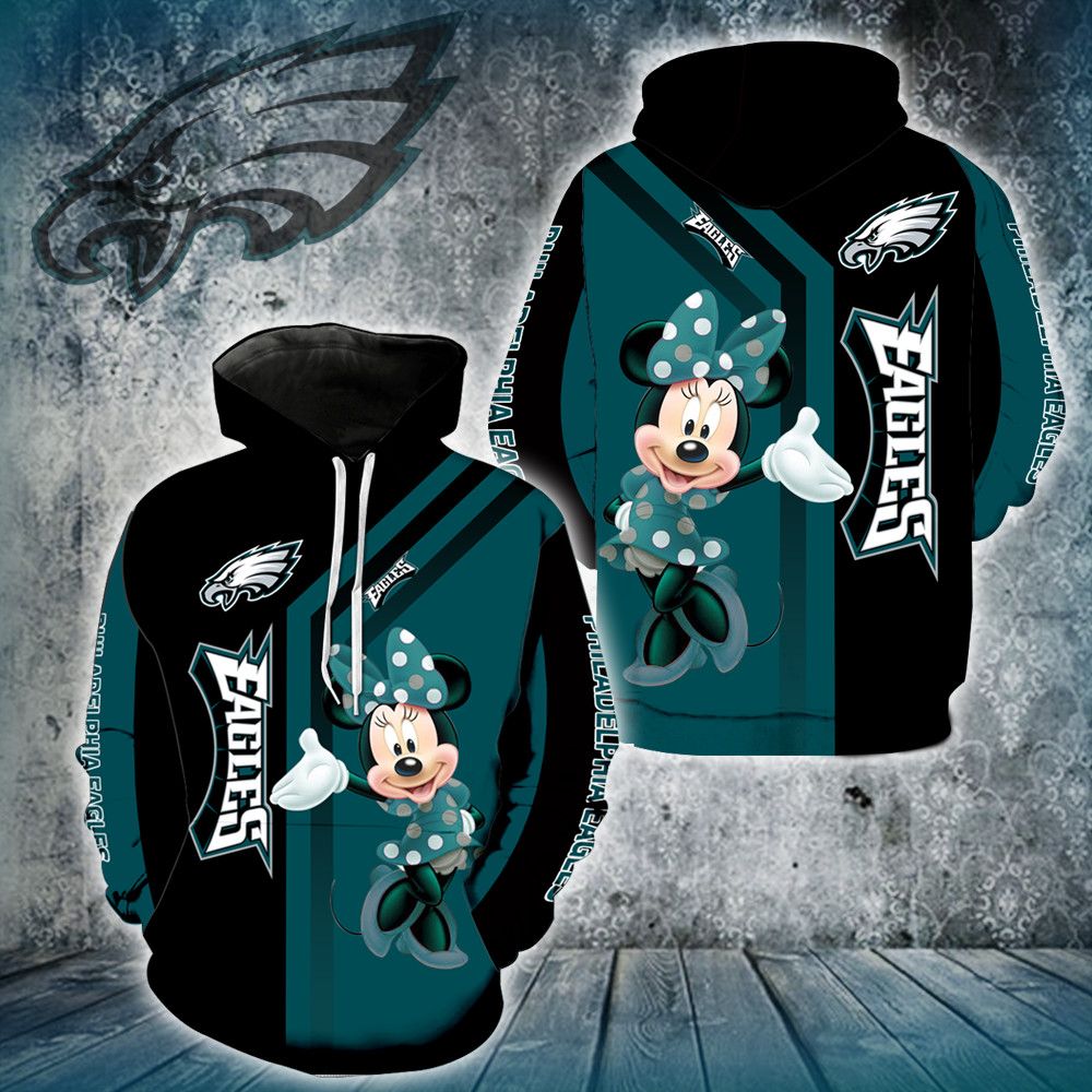 3D DIGITAL PRINT SPORTS PULLOVER HOODIES MINNIE PHILADELPHIA EAGLES