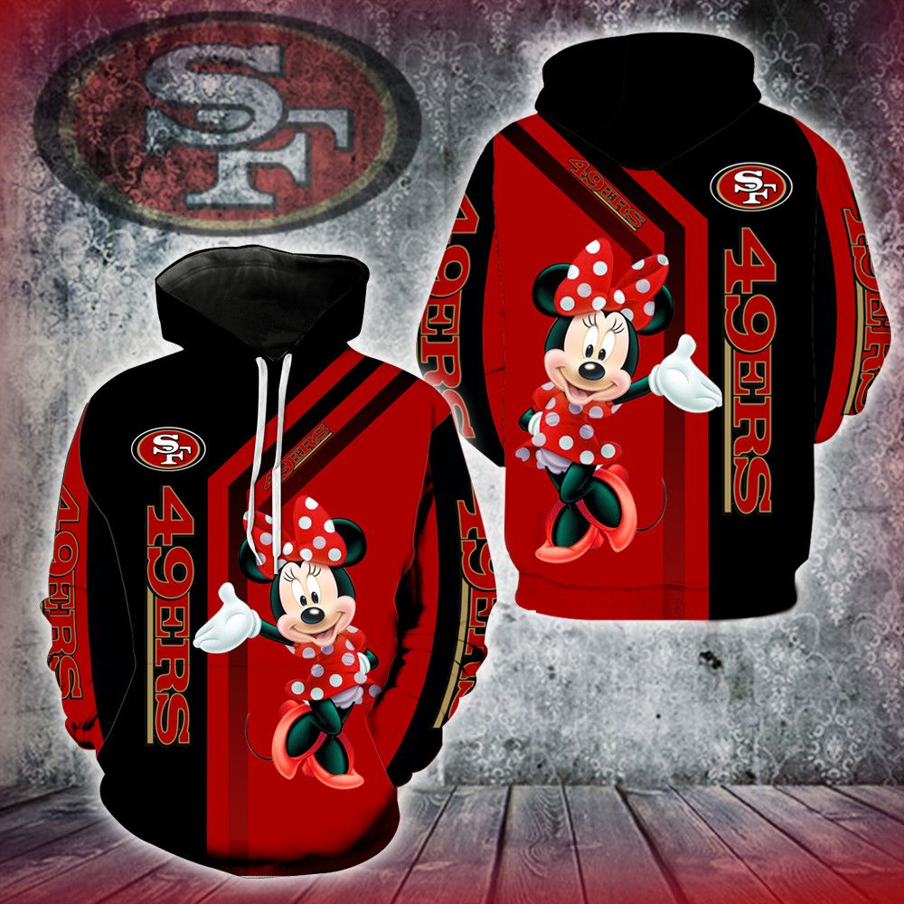 3D DIGITAL PRINT SPORTS PULLOVER HOODIES MINNIE SAN FRANCISCO 49ERS