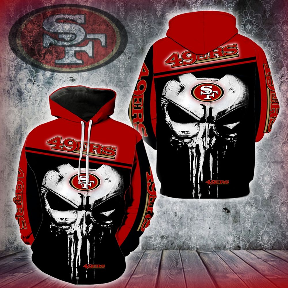 3D DIGITAL PRINT SPORTS PULLOVER HOODIES PUNISHER SAN FRANCISCO 49ERS