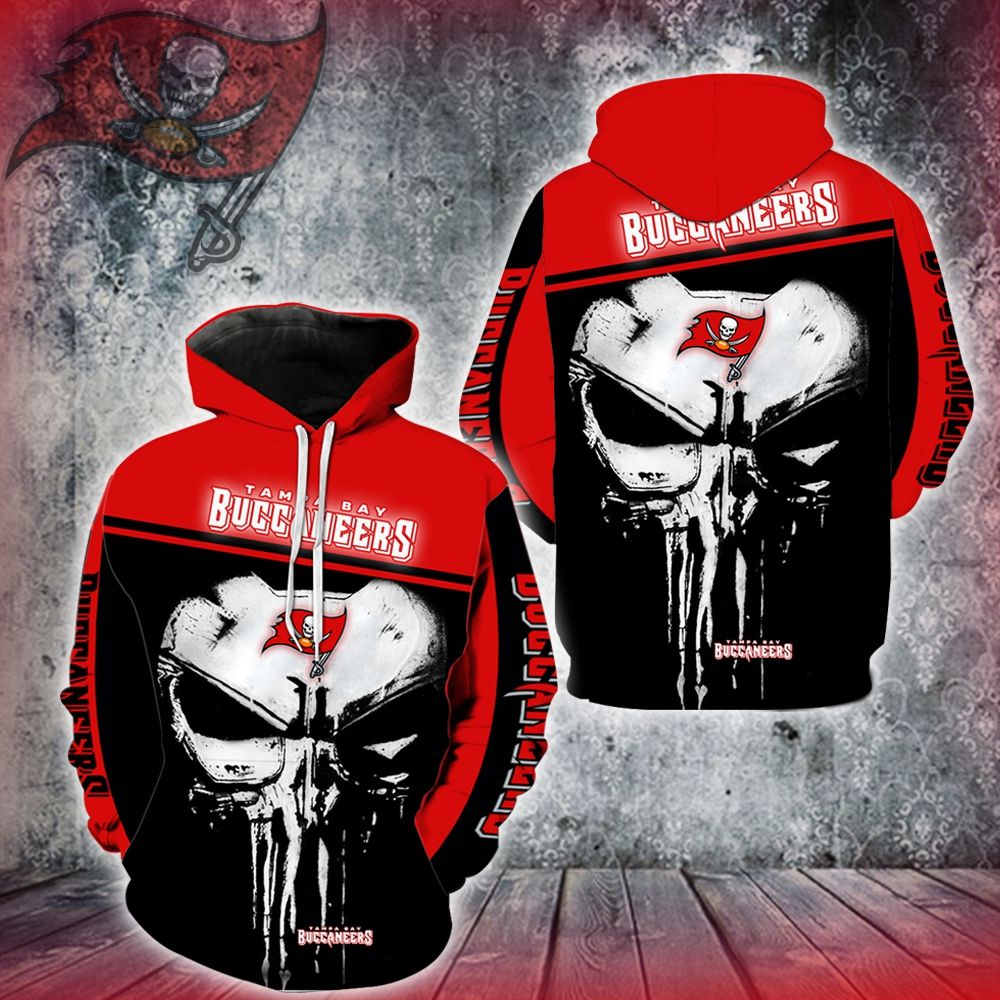 3D DIGITAL PRINT SPORTS PULLOVER HOODIES PUNISHER TAMPA BAY BUCCANEERS