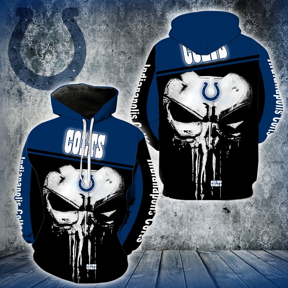 3D DIGITAL PRINT SPORTS PULLOVER HOODIES PUNISHERINDIANAPOLIS COLTS