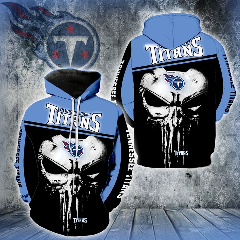 3D DIGITAL PRINT SPORTS PULLOVER HOODIES PUNISHERTENNESSEE TITANS