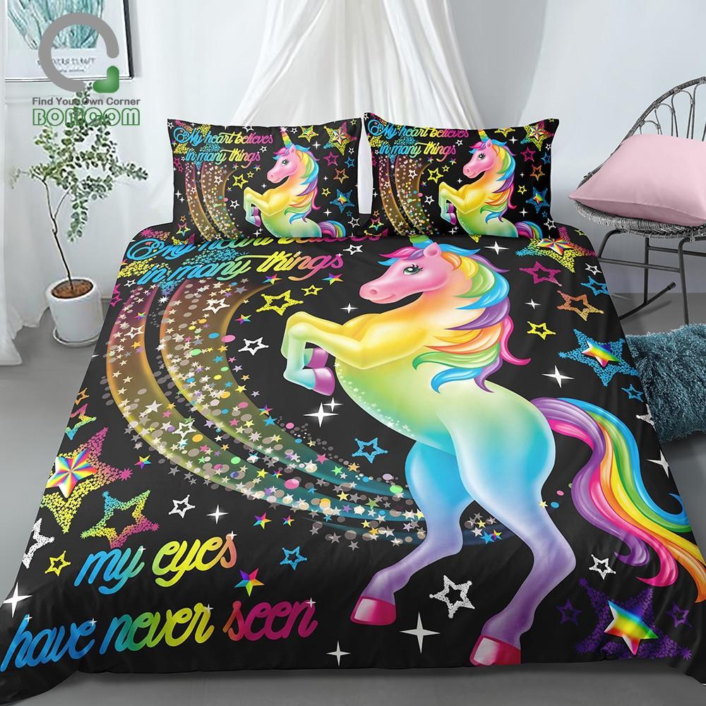 3D Digital Printing Rainbow Unicorn3D Customized Duvet Cover Bedding Set