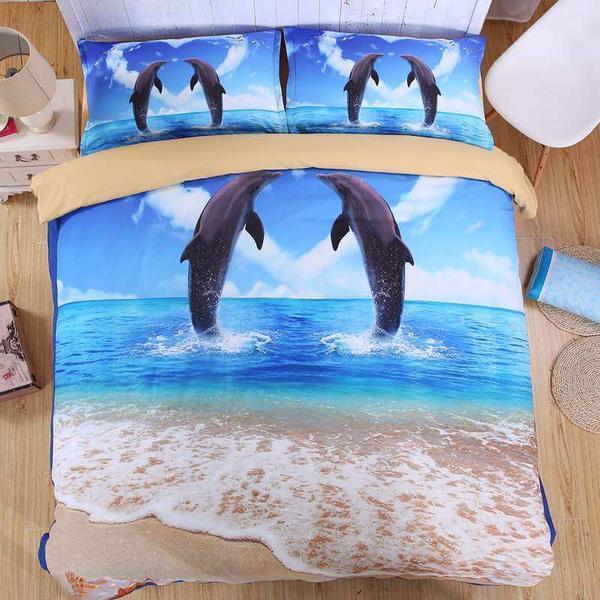 3D Dolphin 3D Customized Duvet Cover Bedding Set