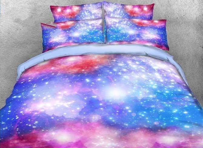 3D Dreamy Galaxy Printed Cotton Luxury 4-Pieces Duvet Cover Bedding Set