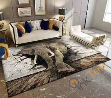 3d Elephant Area Rectangle Rug