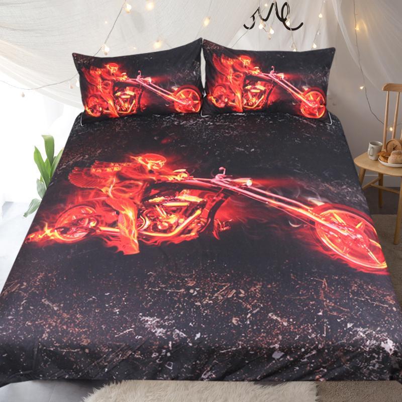 3D Flame Motorcycle 3D Customized Duvet Cover Bedding Set