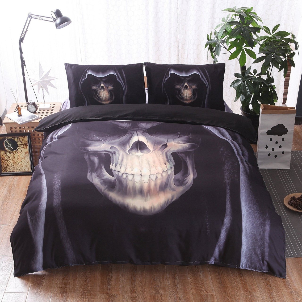 3D Grim Head Skull Duvet Cover Bedding Set