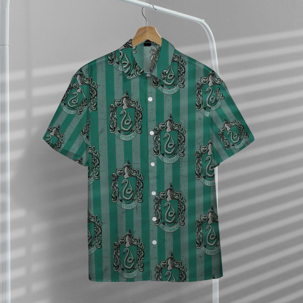 3D Harry Potter Hogwarts Slytherin House Pride Crests Custom Hawaii Shirt