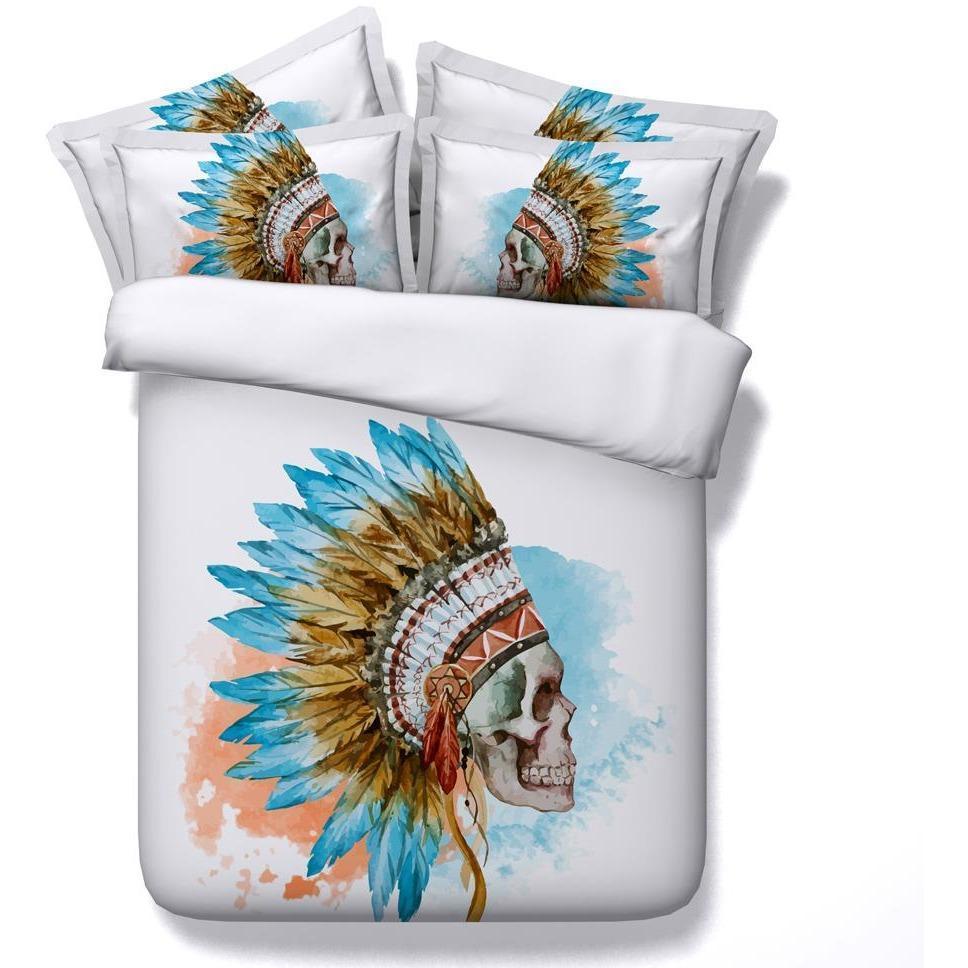 3D Indian Skull Duvet Cover Bedding Set
