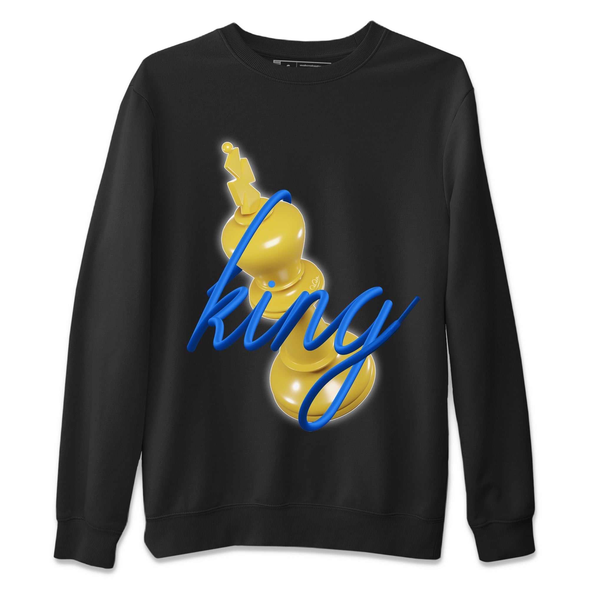 3D King Unisex Sweater – Air Jordan 1 Game Royal Varsity Maize, Sneakers Matching Sweater