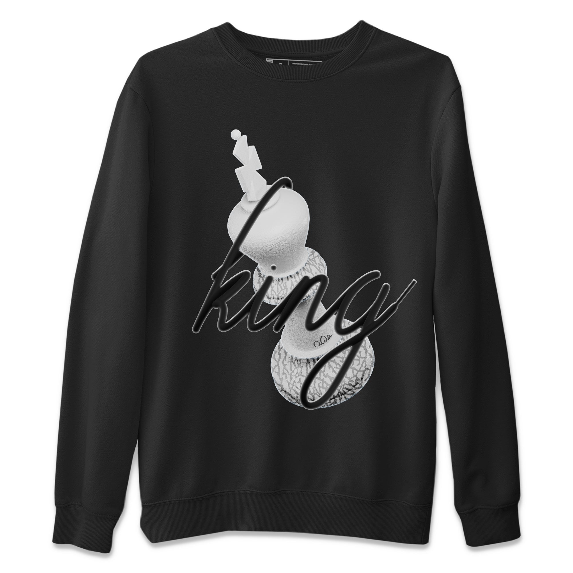 3D King Unisex Sweater – Air Jordan 1 White Cement, Sneakers Matching Sweater