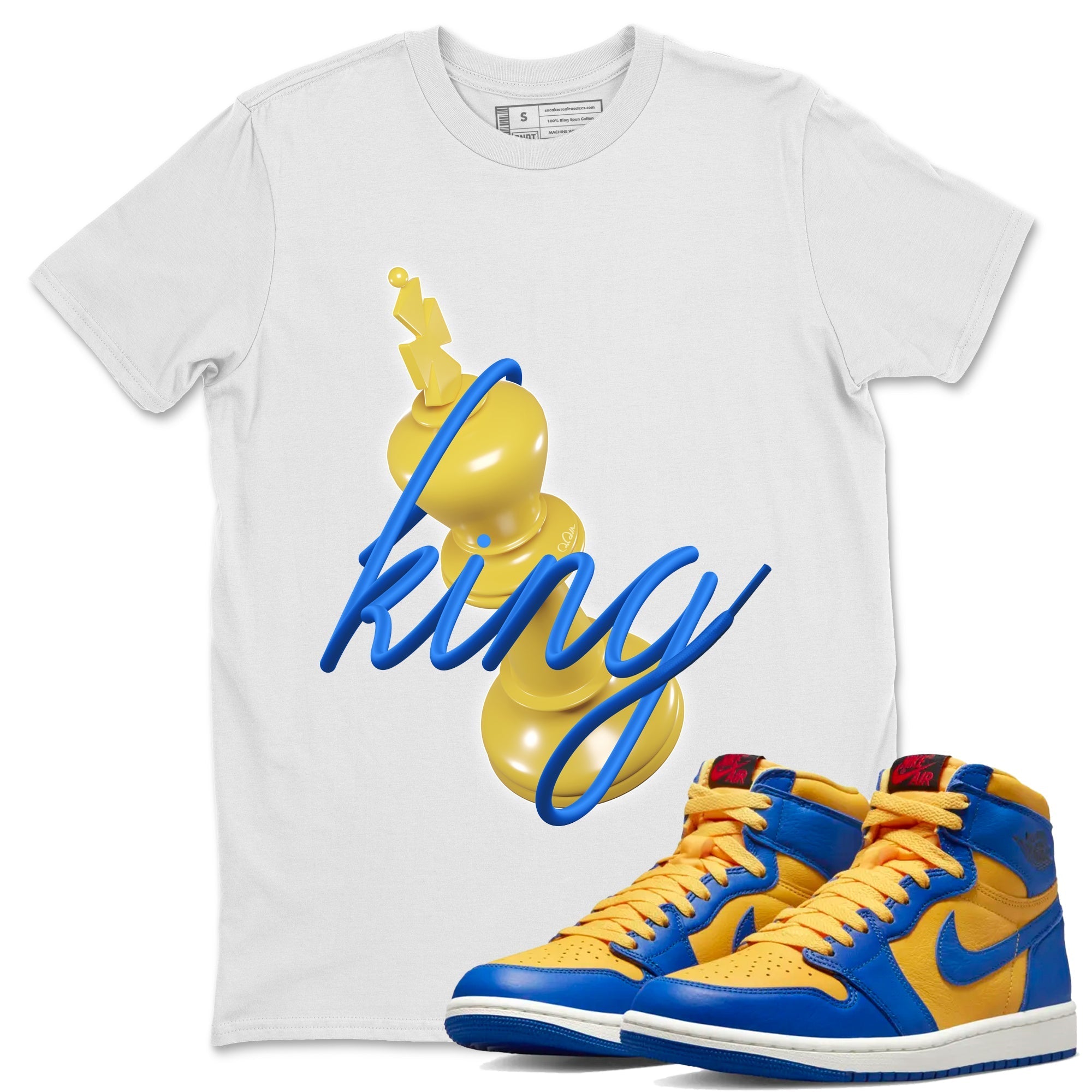 3D King Unisex Tshirt – Air Jordan 1 Game Royal Varsity Maize
