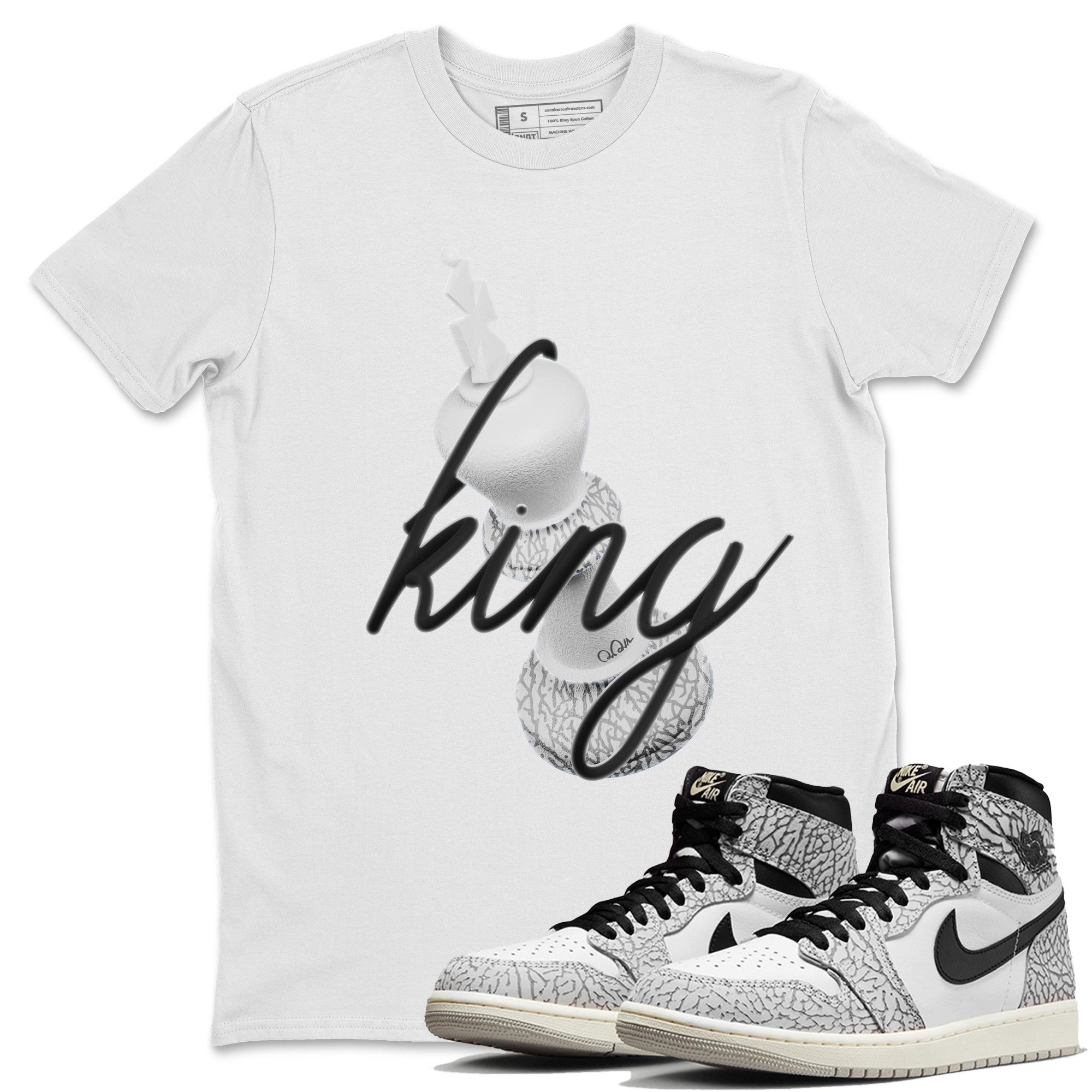 3D King Unisex Tshirt – Air Jordan 1 White Cement