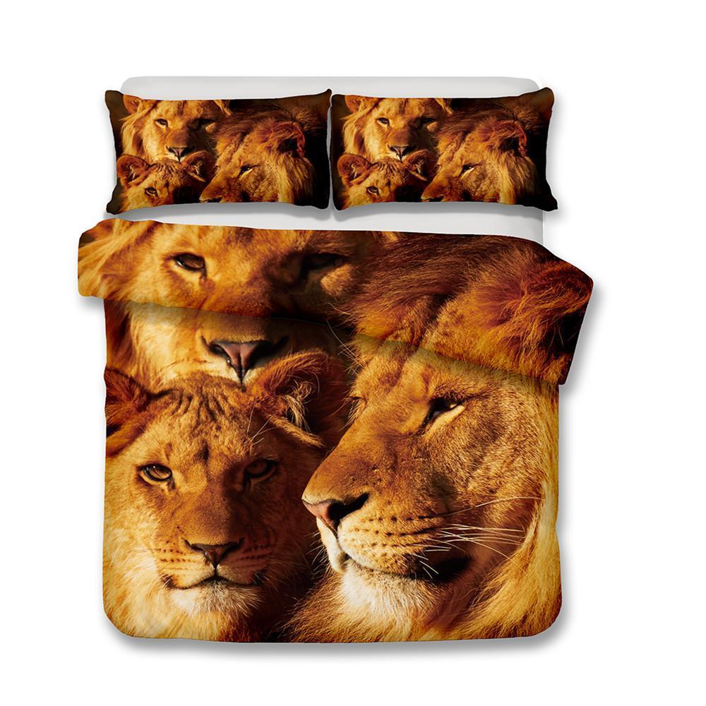 3D Lion Print Double Full Queen Extra Large Quilt Cover 3D Customized Duvet Cover Bedding Set