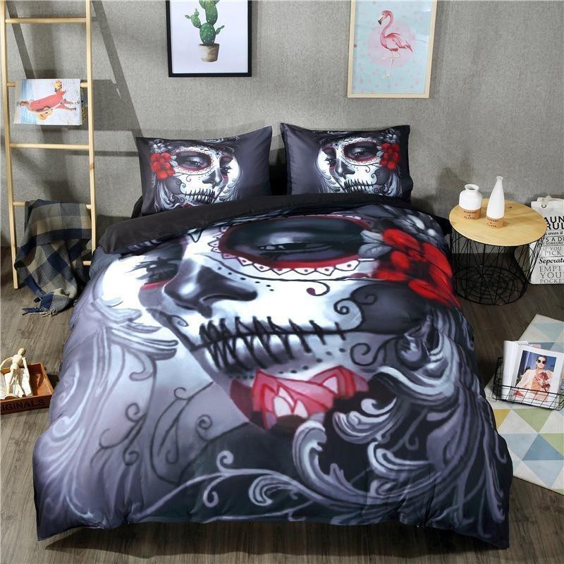3D Makeup Skull Duvet Cover Bedding Set