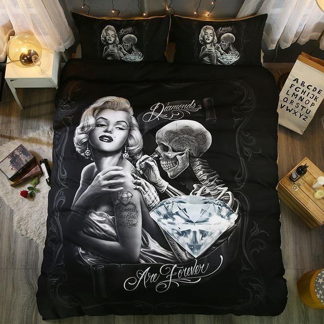 3D Marilyn Monroe Skull Duvet Cover Bedding Set