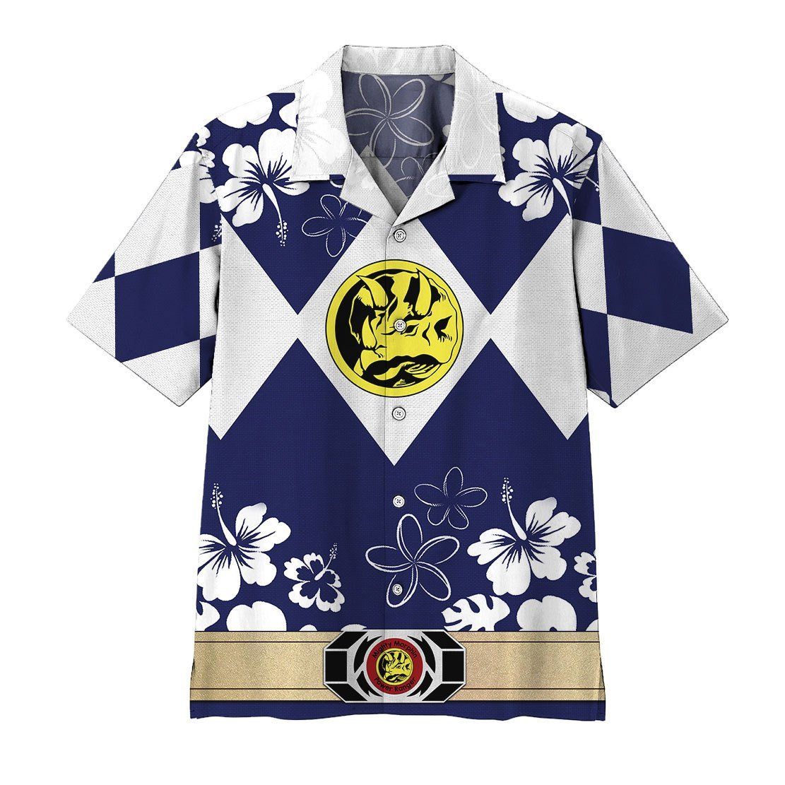 3D Mighty Morphin Power Ranger Blue Hawaii Shirt