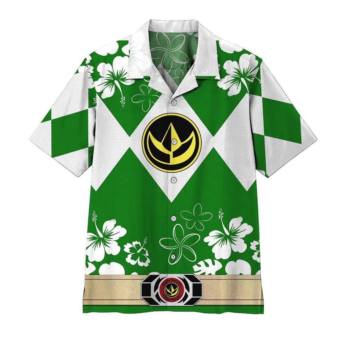 3D Mighty Morphin Power Ranger Green Hawaii Shirt