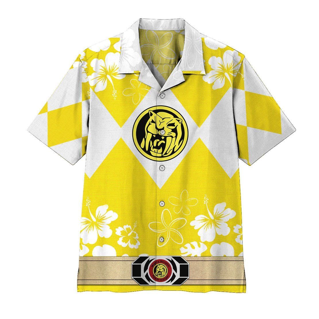3D Mighty Morphin Power Ranger Yellow Hawaii Shirt