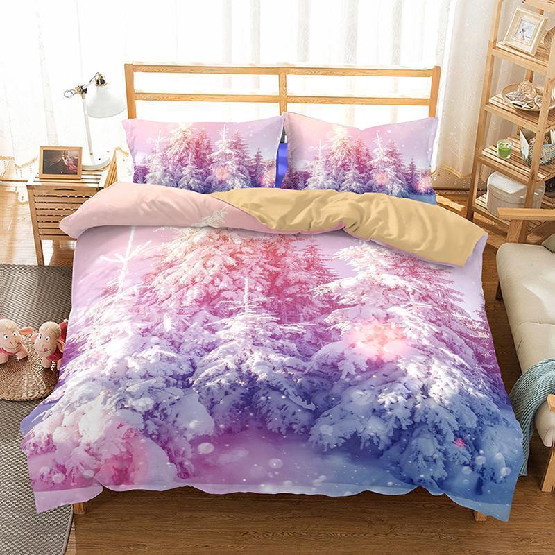 3D Natural Scenery Snow Scene Queen Size 3D Bed Duvet Cover Bedding Set