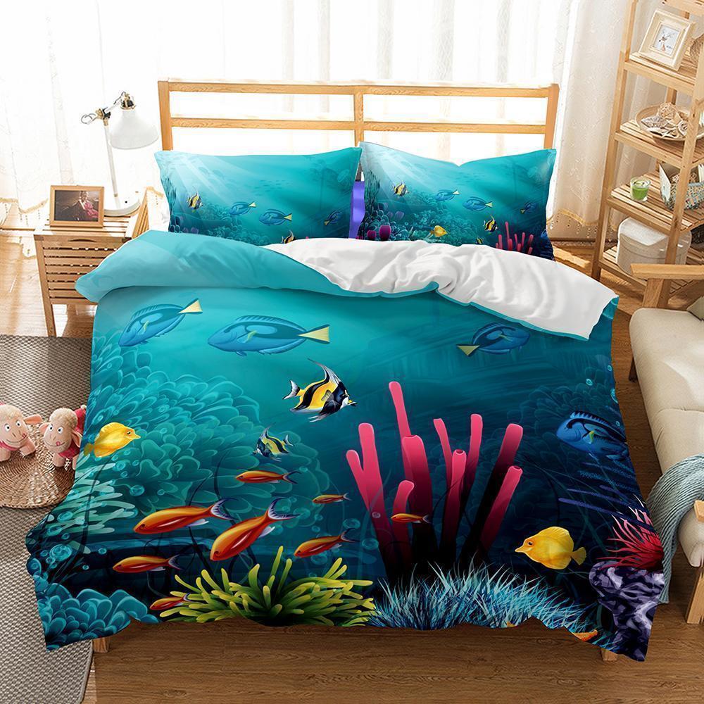 3D Natural Scenery Underwater World Ding Duvet Cover Bedding Set