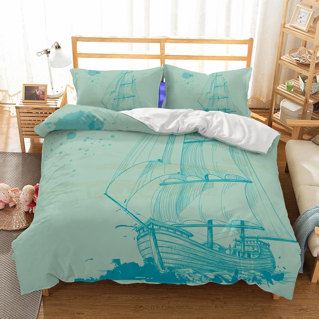 3D Naturalceneryailboat Room Blanket Mats Bed Quilt Christmas 3D Customized Duvet Cover Bedding Set