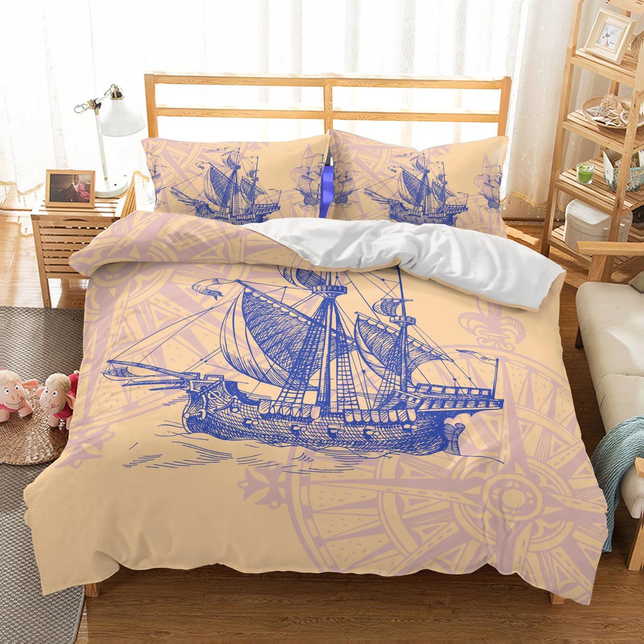 3D Naturalceneryailboat Room Christmas 3D Customized Duvet Cover Bedding Set