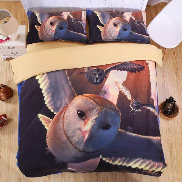 3D Owl 3D Customized Duvet Cover Bedding Set