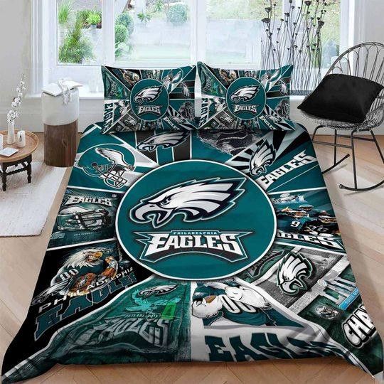 3D Philadelphia Eagles Logo Picture Collage Bedding Set Duvet Cover X Amp Pillow Cases