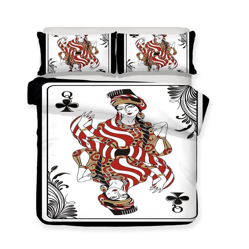 3D Plum Poker Club Q Cards Q Playing Cards Art Print Allize Art Print 3D Customized Duvet Cover Bedding Set