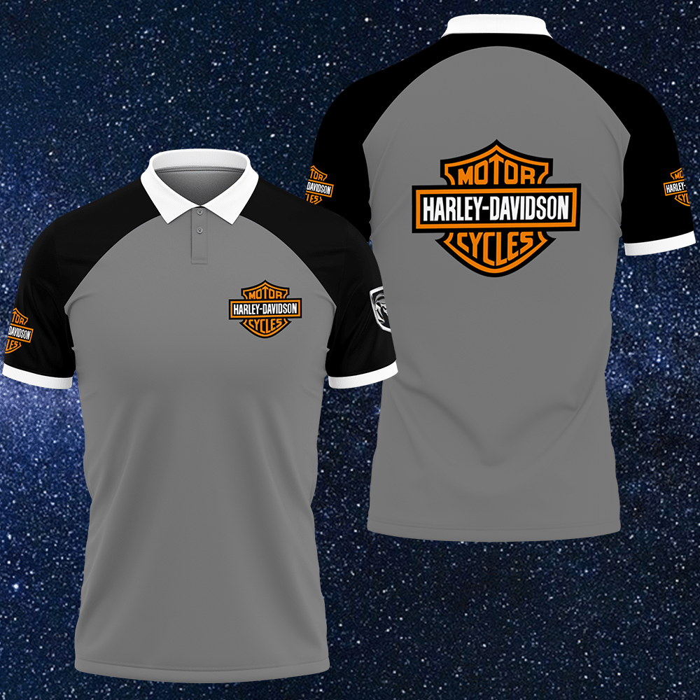 3D Printed Harley Davidson An-Ht Polo Shirt Ver 2 (Grey)