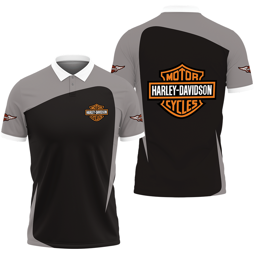 3D Printed Harley Davidson An-Nh Polo Shirt Ver 1 (Grey)