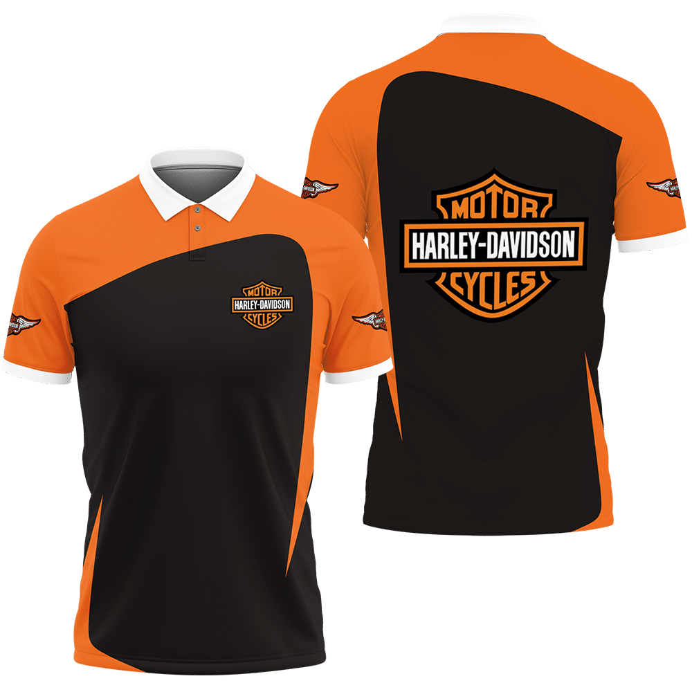 3D Printed Harley Davidson An-Nh Polo Shirt Ver 1 (Orange)
