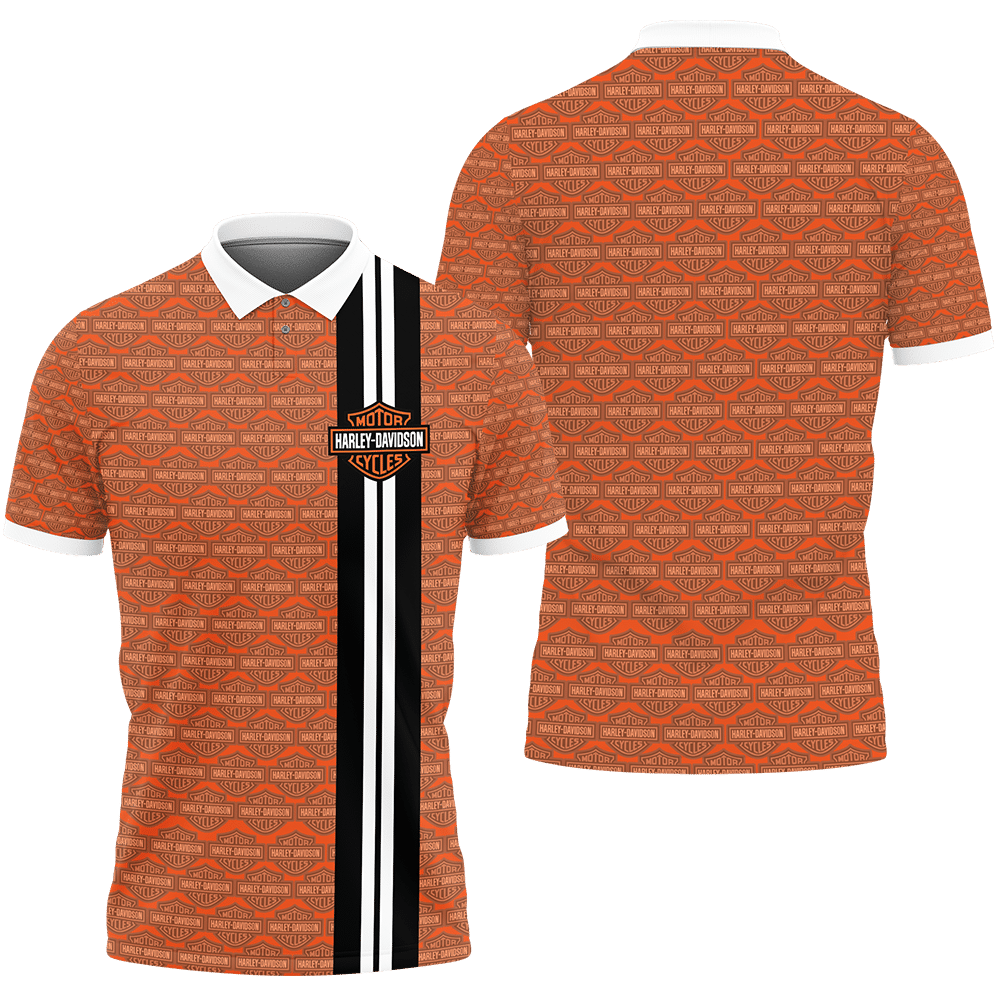 3D Printed Harley Davidson An-Nh Polo Shirt Ver 2 (Orange)