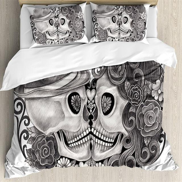 3D Printed Sugar Skull Duvet Cover Bedding Set