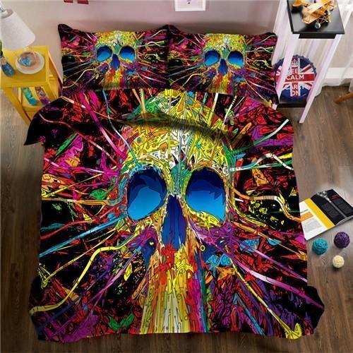 3D Psychedelic Skull Duvet Cover Bedding Set