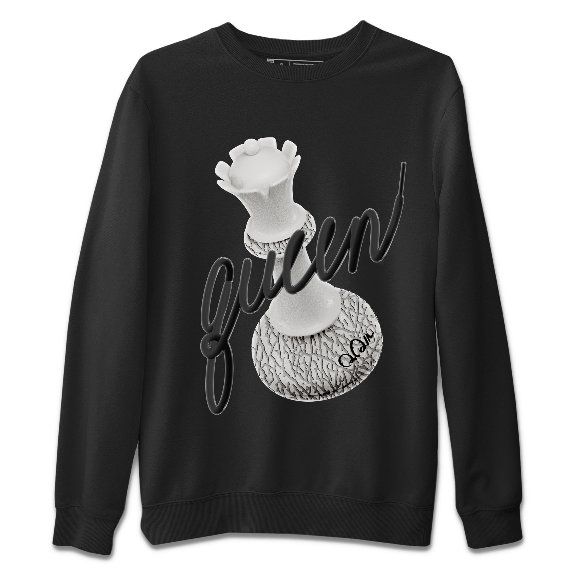 3D Queen Unisex Sweater – Air Jordan 1 White Cement, Sneakers Matching Sweater
