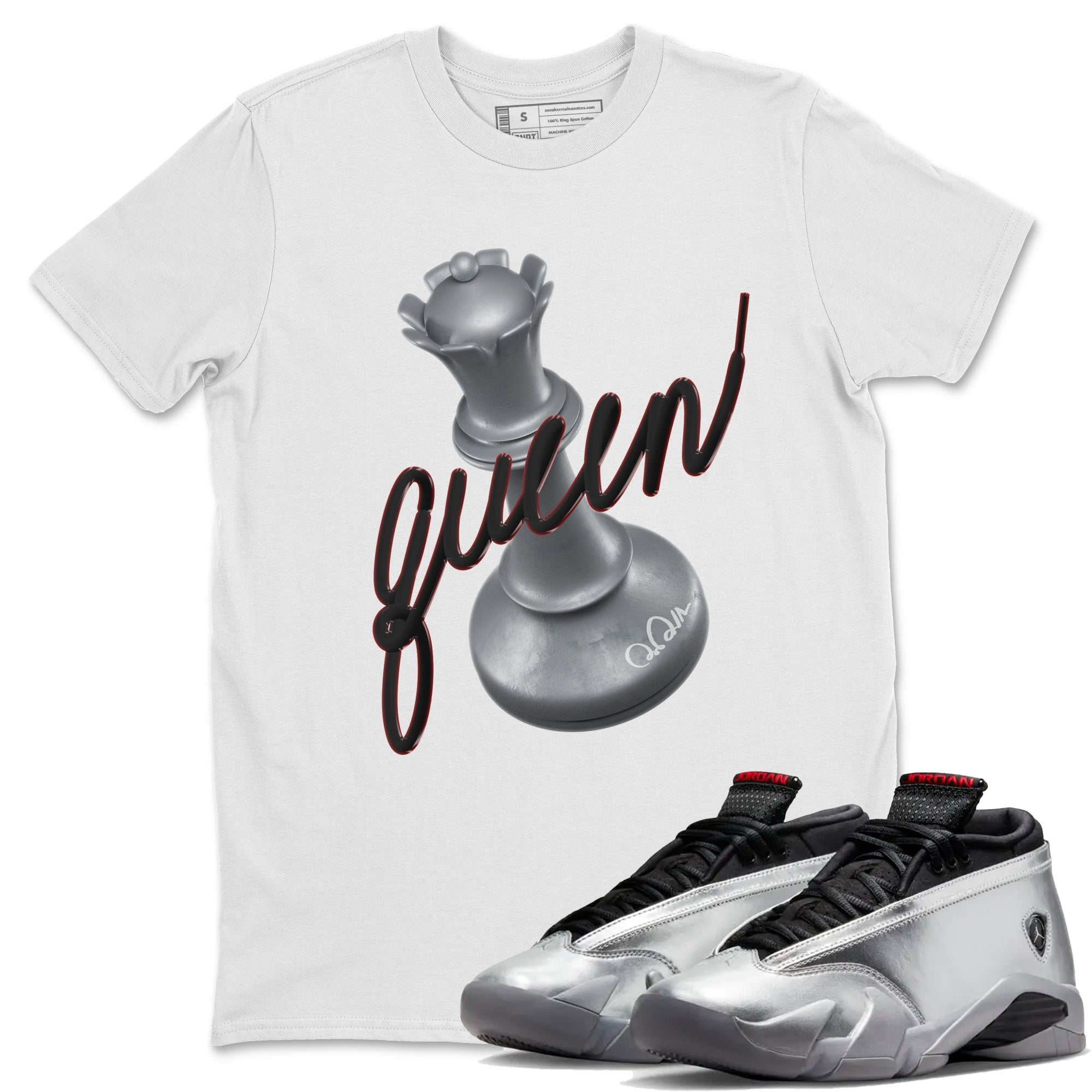 3D Queen Unisex Tshirt – Air Jordan 14 Metallic Silver