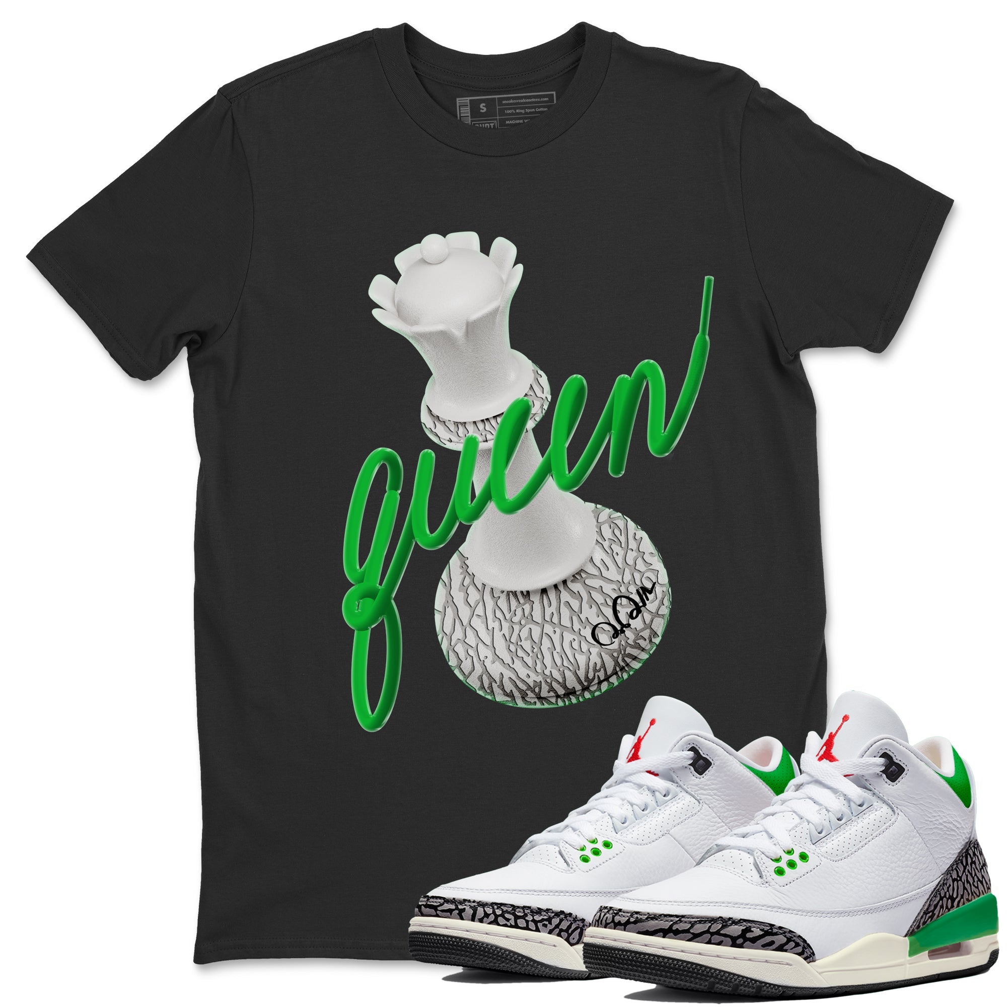 3D Queen Unisex Tshirt – Air Jordan 3 Lucky Green