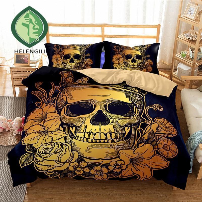 3D Skull Print Duvet Cover Bedding Set